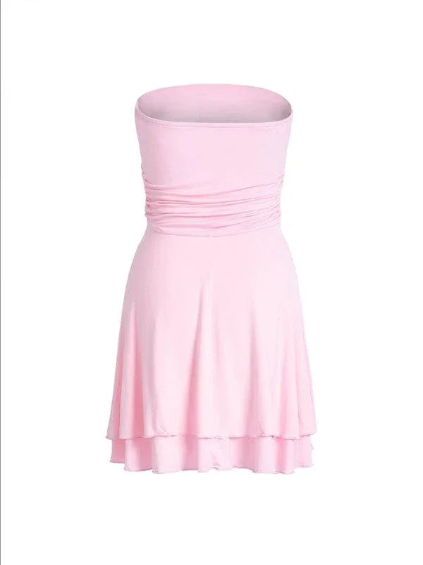 Spring Summer Solid Color Tube Dress -Guocali