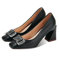 Square Toe High Heel Women Leather Pumps -Guocali