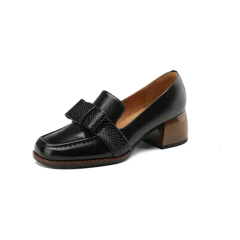 Square Toe Leather Pumps for Women -Guocali