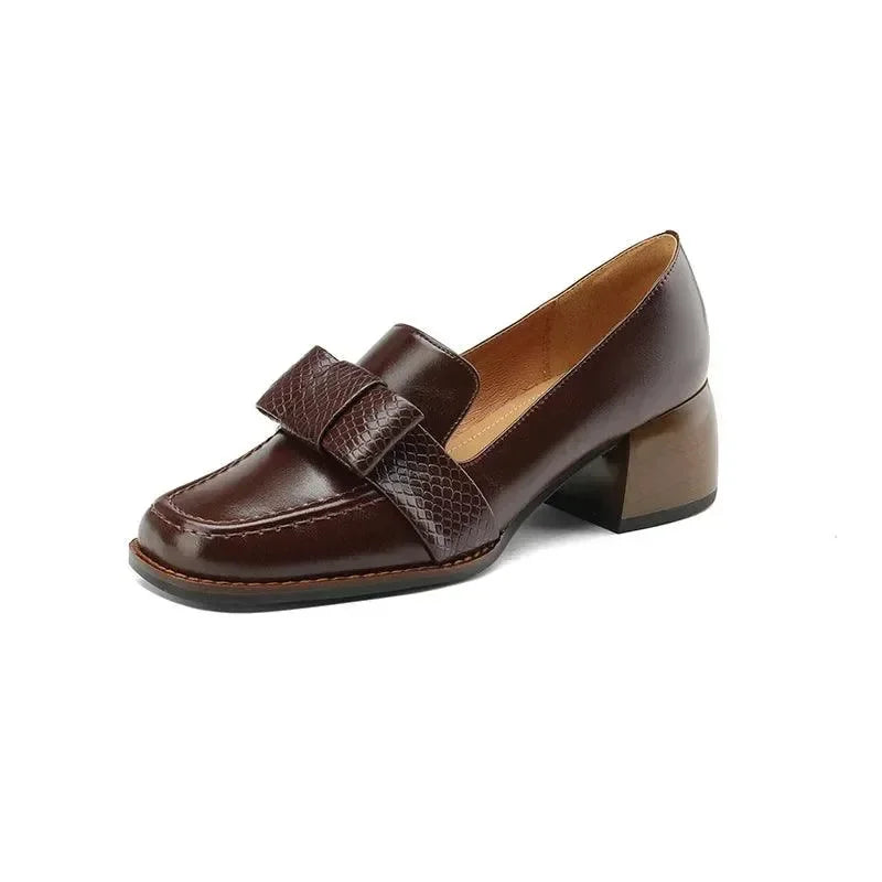 Square Toe Leather Pumps for Women -Guocali