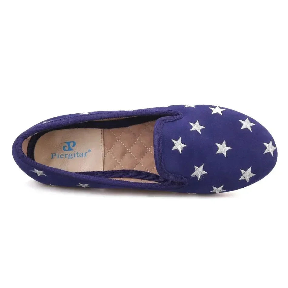 Starry Night Velvet Women Loafers -Guocali