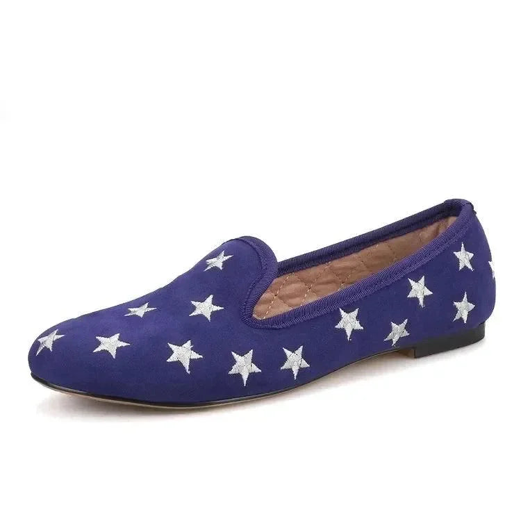 Starry Night Velvet Women Loafers -Guocali