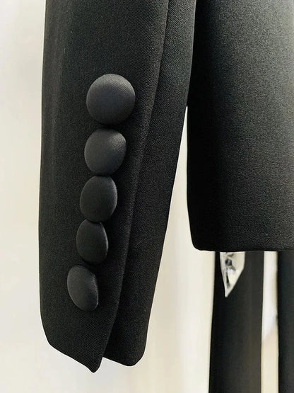 Strass Diamonds Beaded Blazer Pant Suit - Women Tuxedo Trouser Suit -Guocali