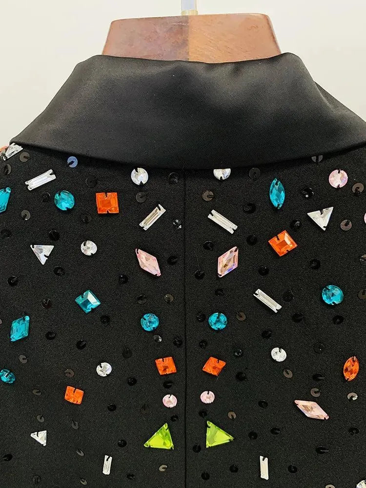 Strass Diamonds Beaded Blazer Pant Suit - Women Tuxedo Trouser Suit -Guocali