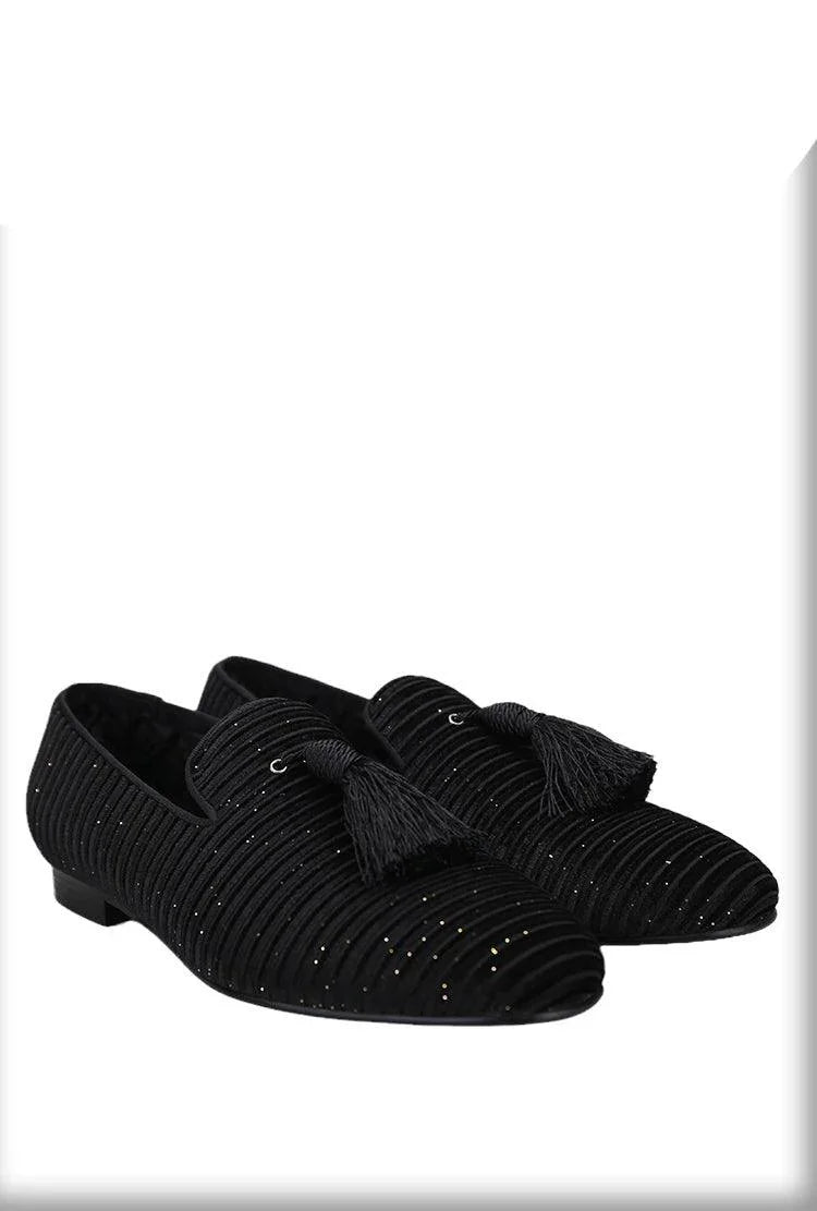 Striped Men Loafers With Tassel - Men Shoes -Guocali