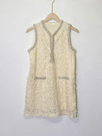 Studded Diamond V-Neck Lace Dress -Guocali