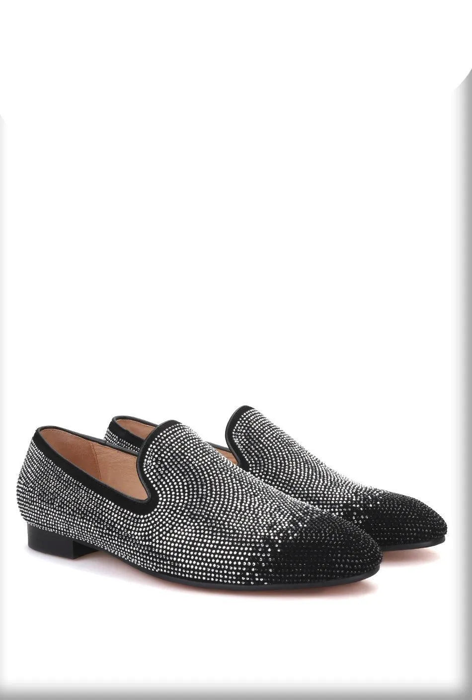 Suede Loafers with Rhinestones - Men Shoes -Guocali