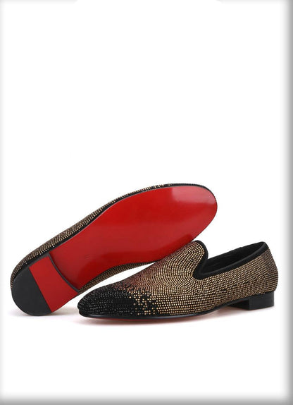 Suede Loafers with Rhinestones - Men Shoes - Loafer Shoes - Guocali