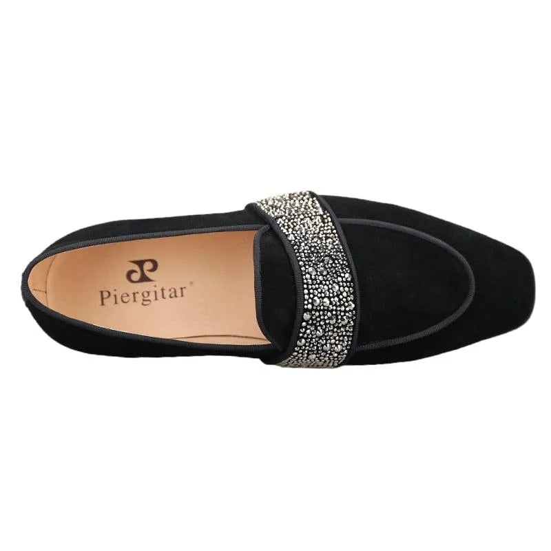 Suede Men Loafers With Crystals - Men Shoes -Guocali
