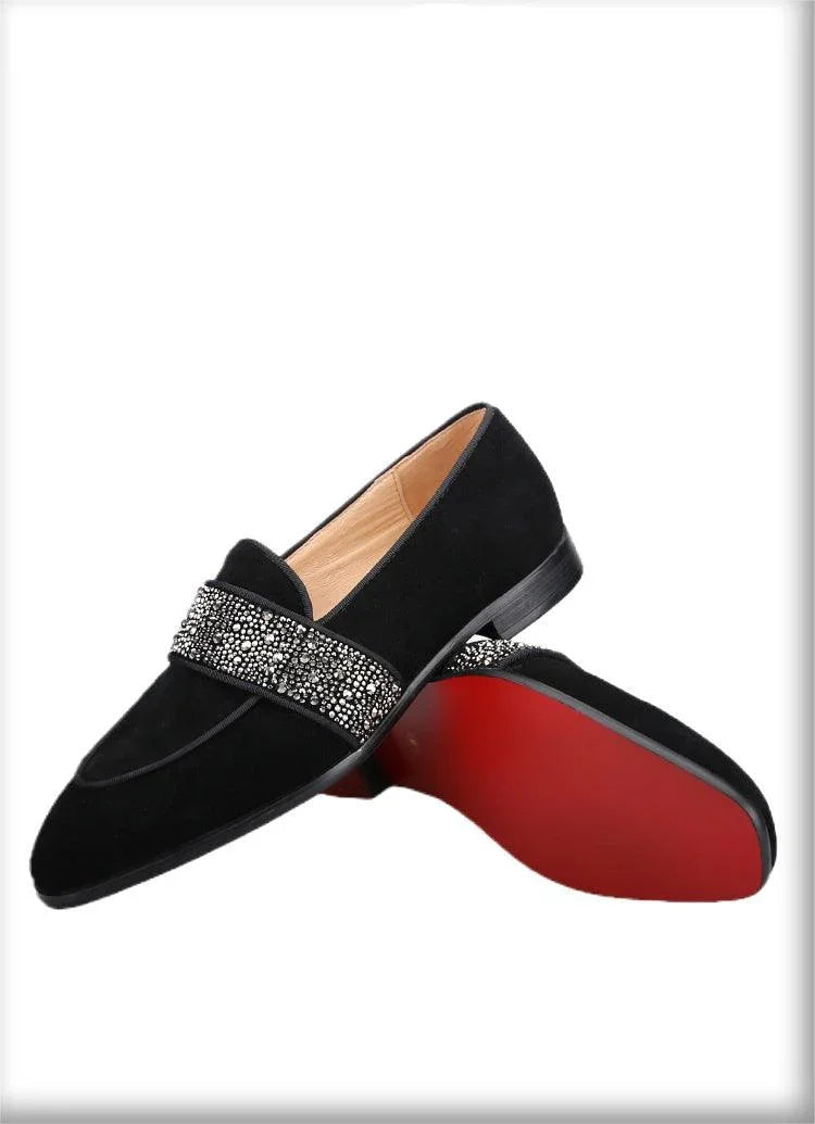 Suede Men Loafers With Crystals - Men Shoes -Guocali