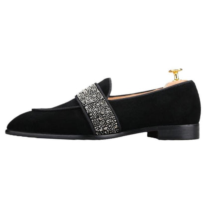 Suede Men Loafers With Crystals - Men Shoes - Loafer Shoes - Guocali