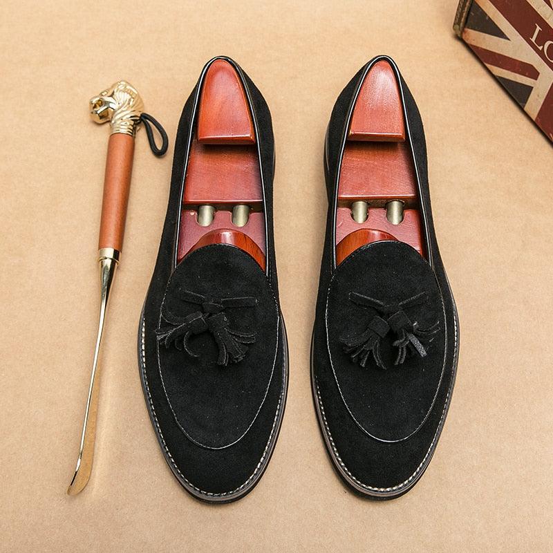 Suede Stitched Tassel Loafers - Men Shoes - Loafer Shoes - Guocali