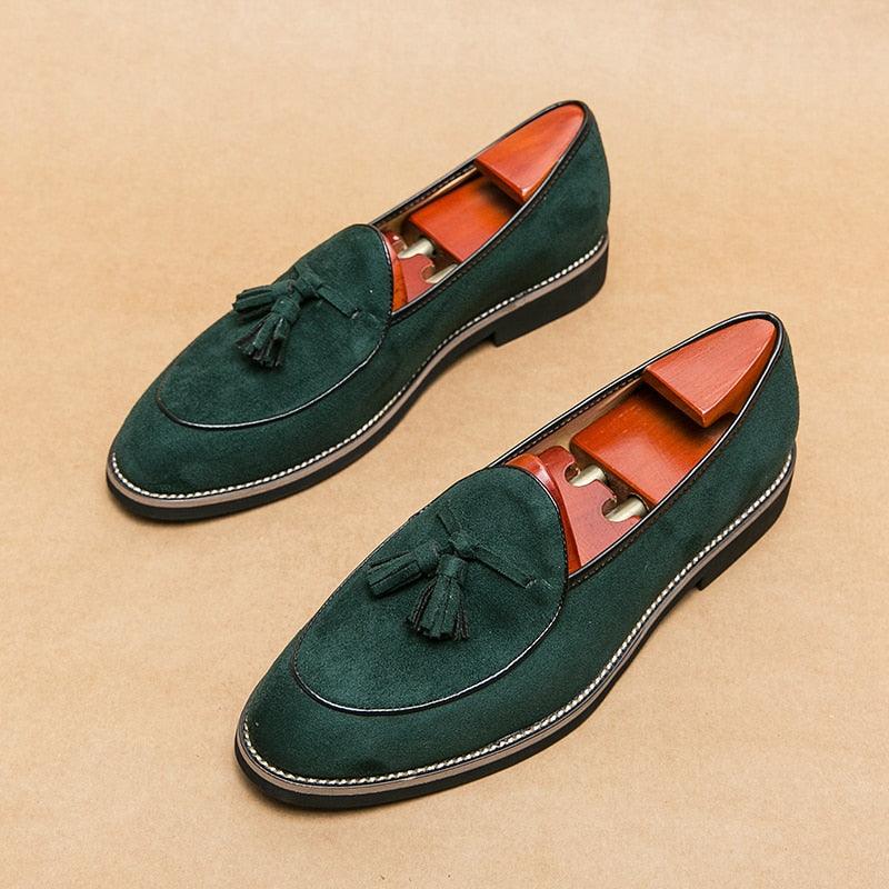 Suede Stitched Tassel Loafers - Men Shoes - Loafer Shoes - Guocali