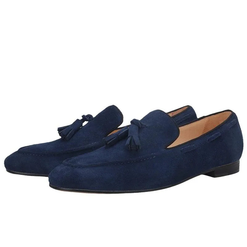 Men Casual Tassel Dress Loafers - Slip-On Flat Formal Dress Shoes