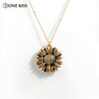 Sunflower Pendant Necklace - Engraved (You are my sunshine) -Guocali