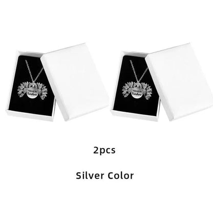 Sunflower Pendant Necklace - Engraved (You are my sunshine) -Guocali
