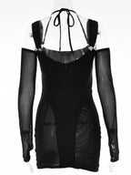 Suspender Backless See-Through Dress -Guocali
