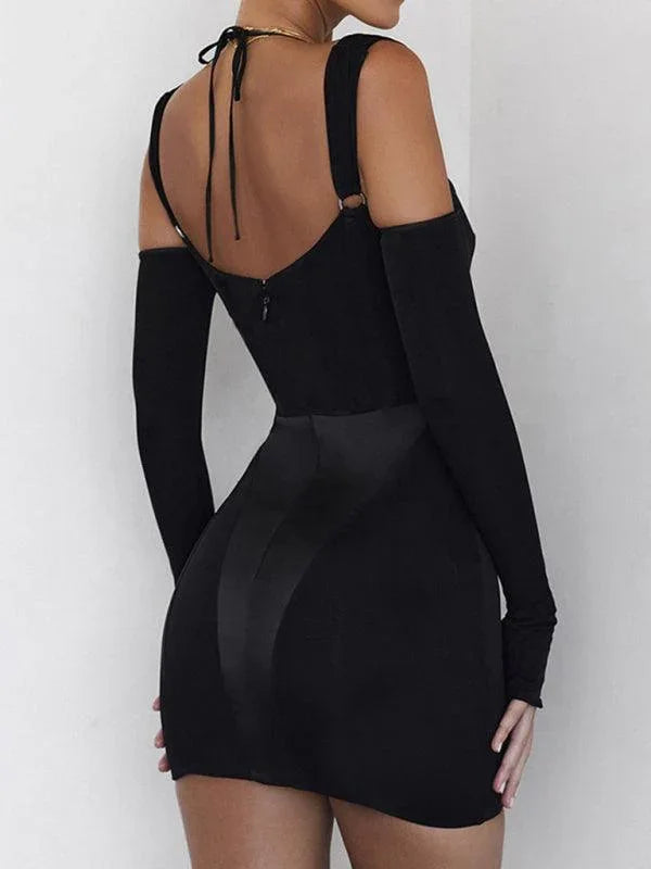 Suspender Backless See-Through Dress -Guocali