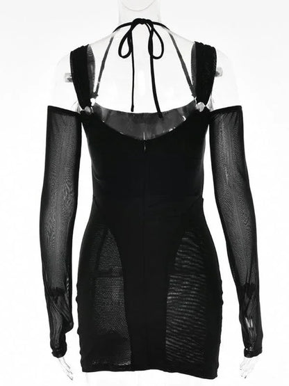 Suspender Backless See-Through Dress -Guocali