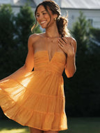 Suspender V-Neck Long Party Dress -Guocali