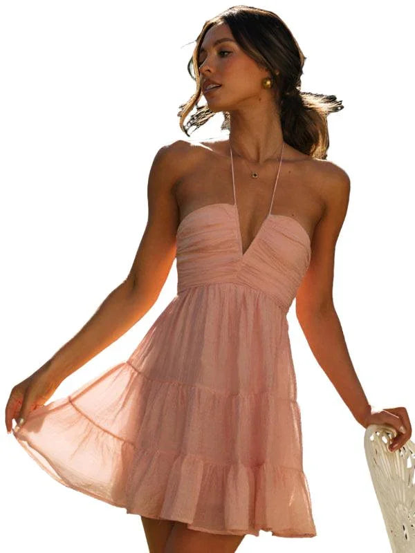 Suspender V-Neck Long Party Dress -Guocali