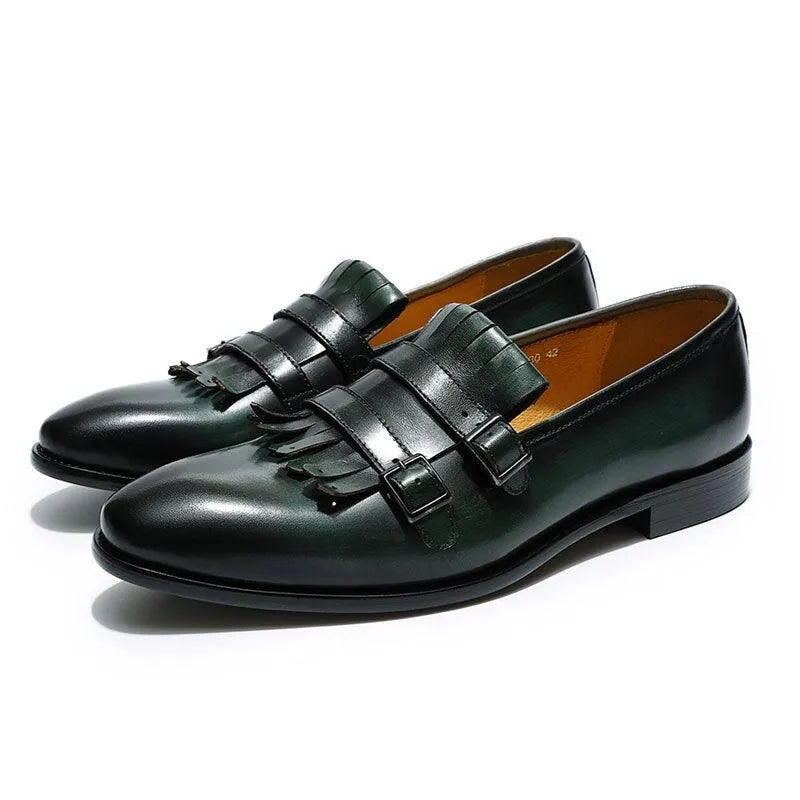 Men Tassel Dress Loafers - Buckles Monk Strap Formal Dress Shoes