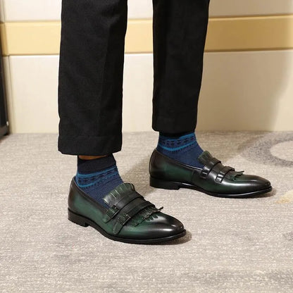 Men Tassel Dress Loafers - Buckles Monk Strap Formal Dress Shoes