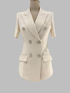 Chic Women's Pant Suit - Solid Double-Breasted