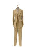 Three Piece Pant Suit - Asymmetrical Vest - Slim Fit Women Trouser Suit -Guocali