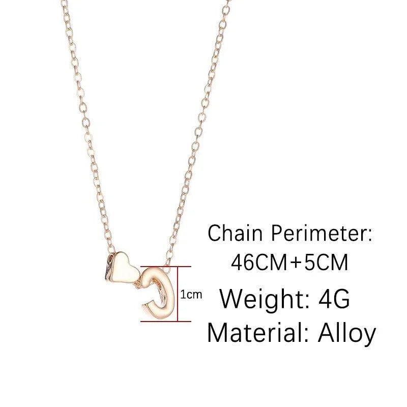 Tiny Heart and Initial Letter Pendant Necklace -Guocali