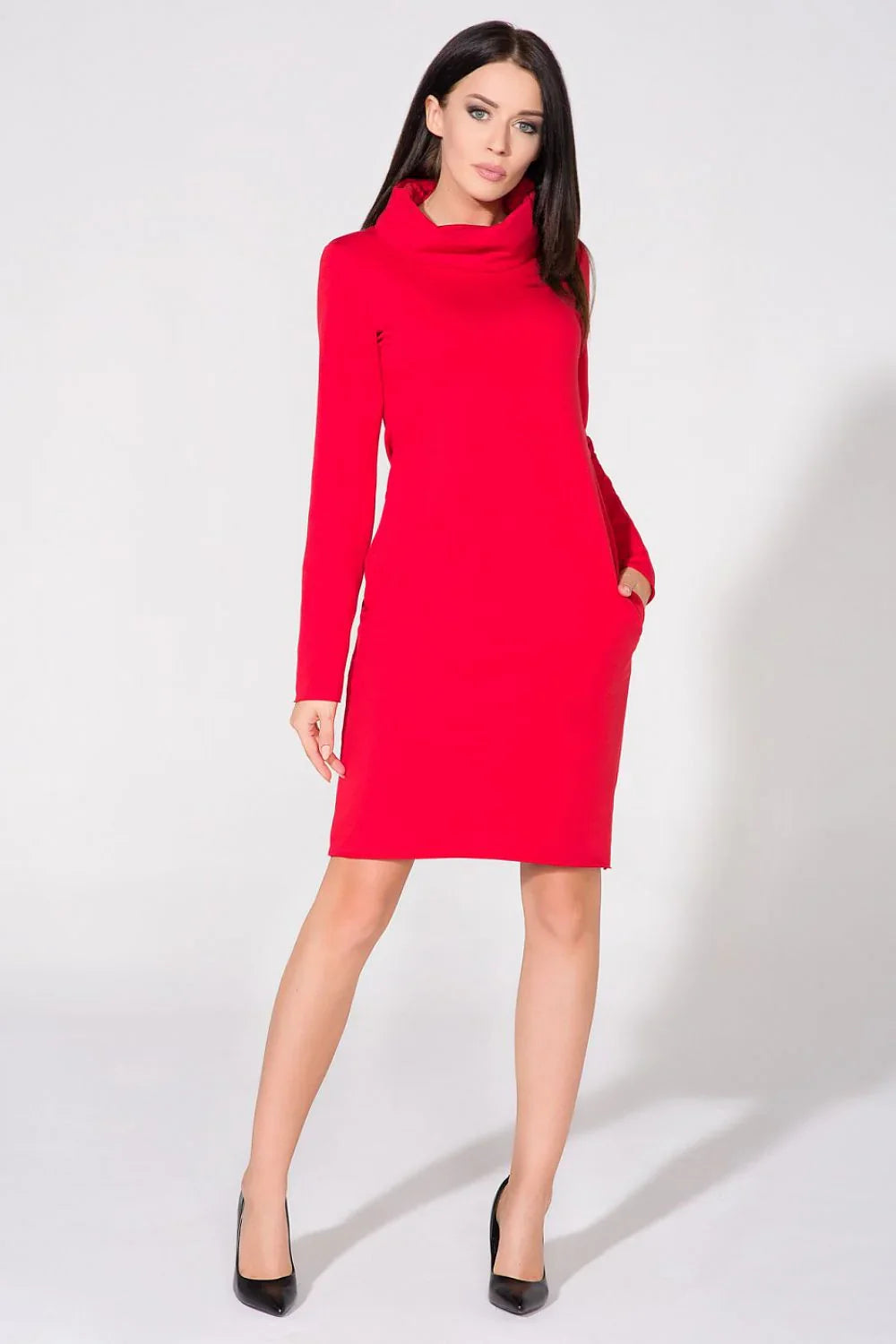 Turtleneck Knit Dress Casual Cozy Everyday Style-Day Dress-GUOCALI