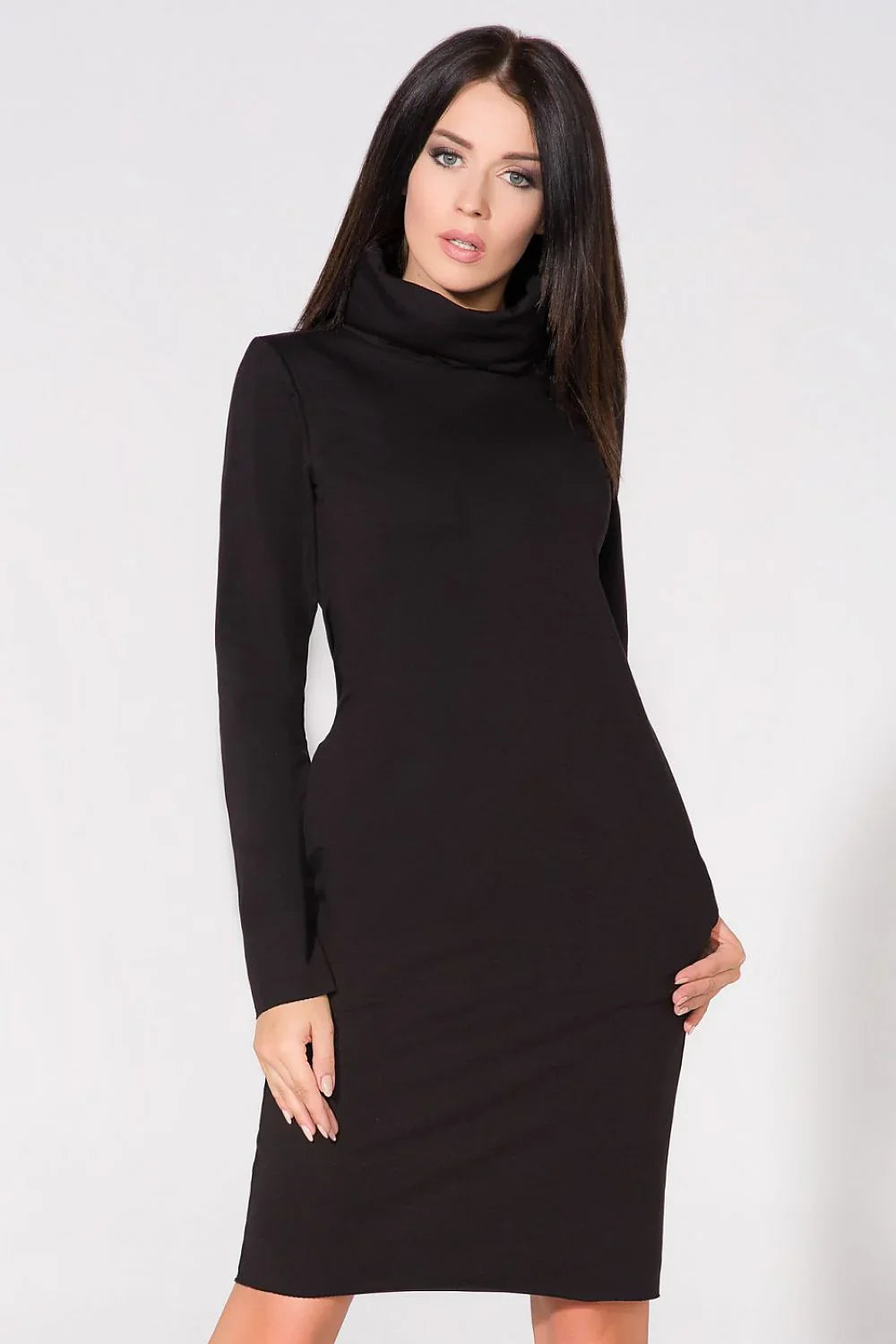 Turtleneck Knit Dress Casual Cozy Everyday Style-Day Dress-GUOCALI