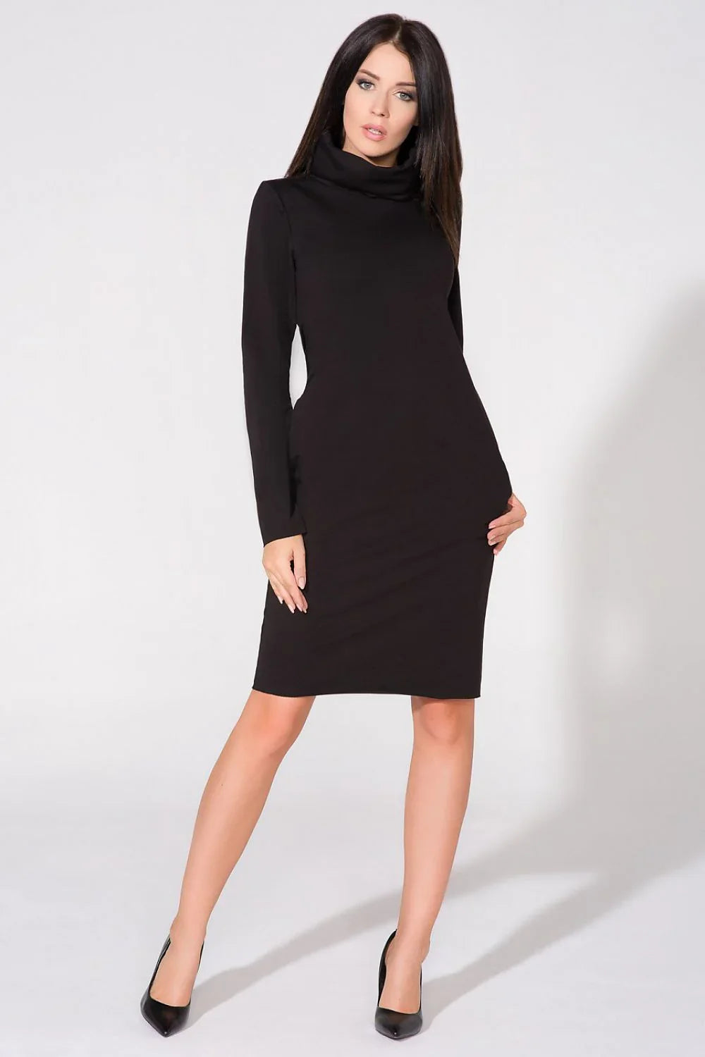 Turtleneck Knit Dress Casual Cozy Everyday Style-Day Dress-GUOCALI