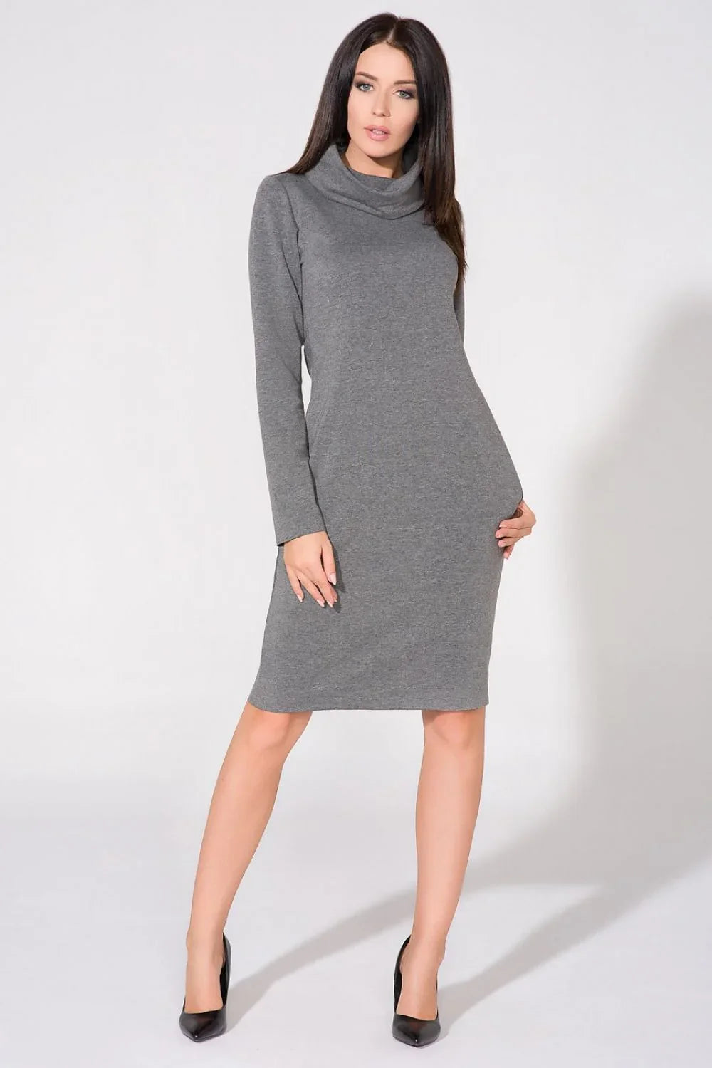 Turtleneck Knit Dress Casual Cozy Everyday Style-Day Dress-GUOCALI