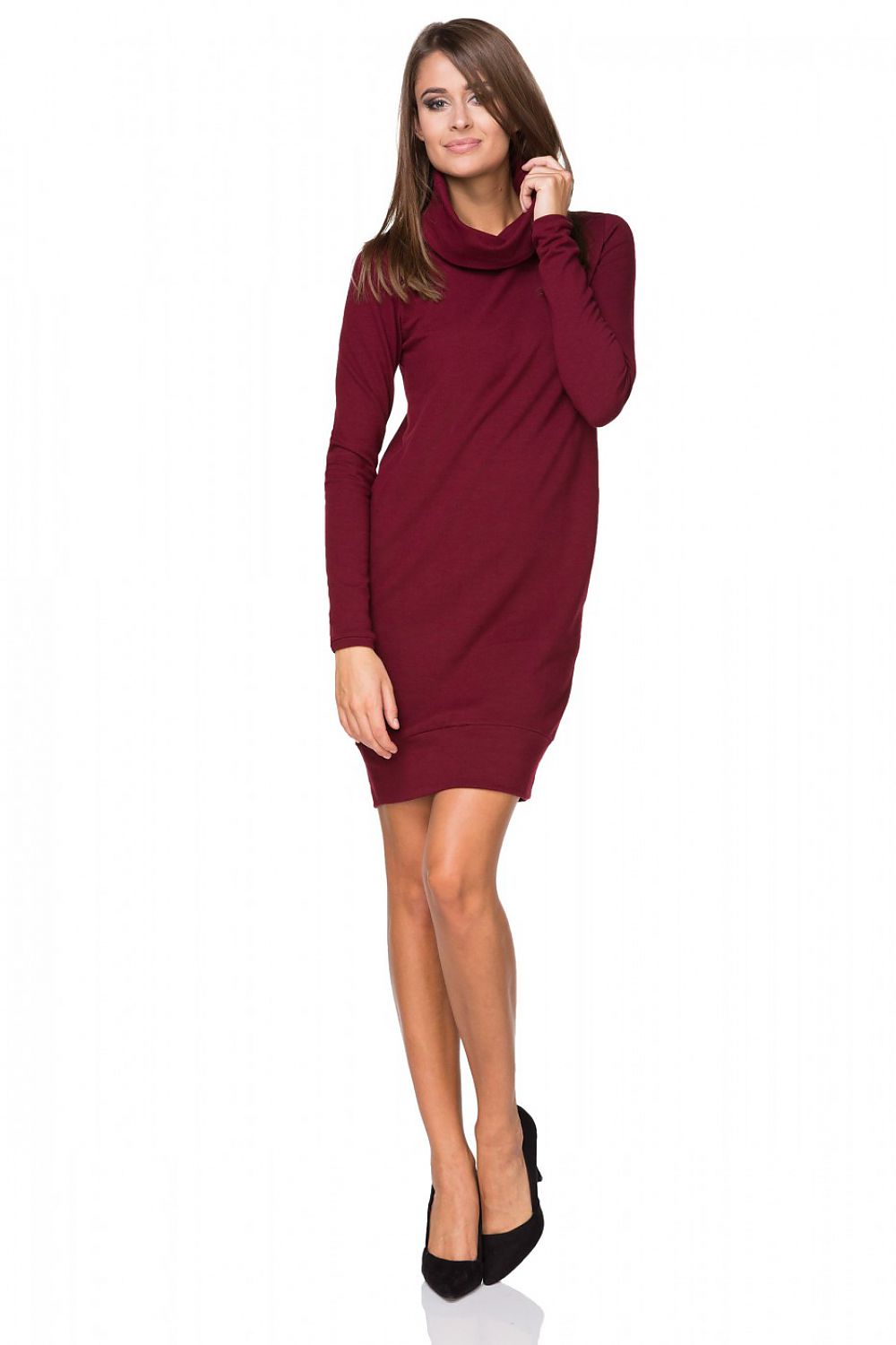 Turtleneck Knit Mini Dress Casual Style-Day Dress-GUOCALI