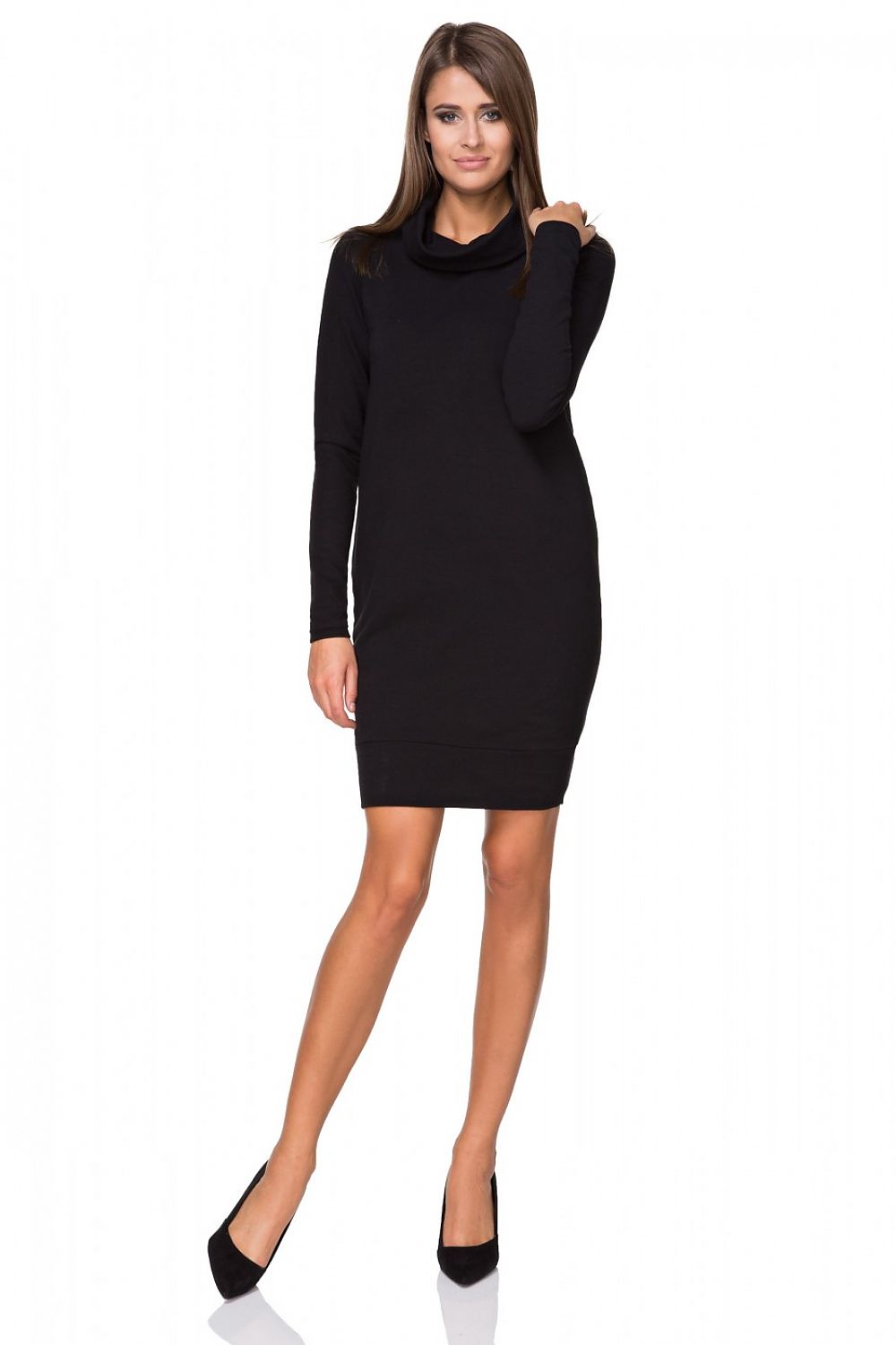 Turtleneck Knit Mini Dress Casual Style-Day Dress-GUOCALI