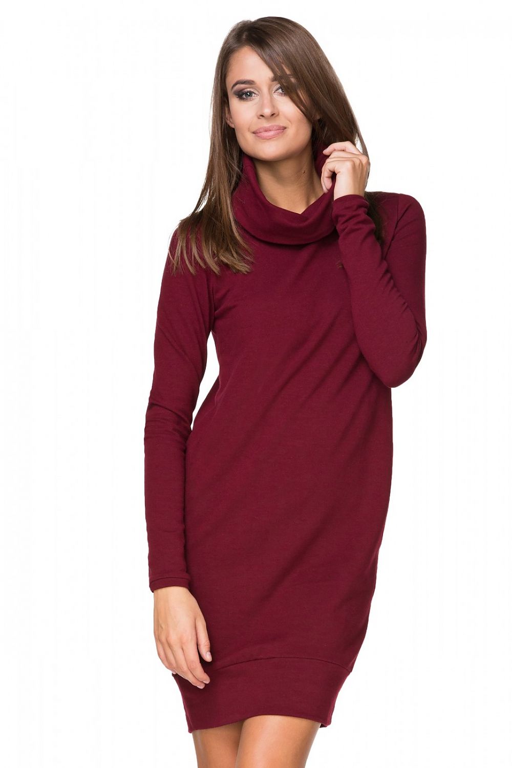 Turtleneck Knit Mini Dress Casual Style-Day Dress-GUOCALI