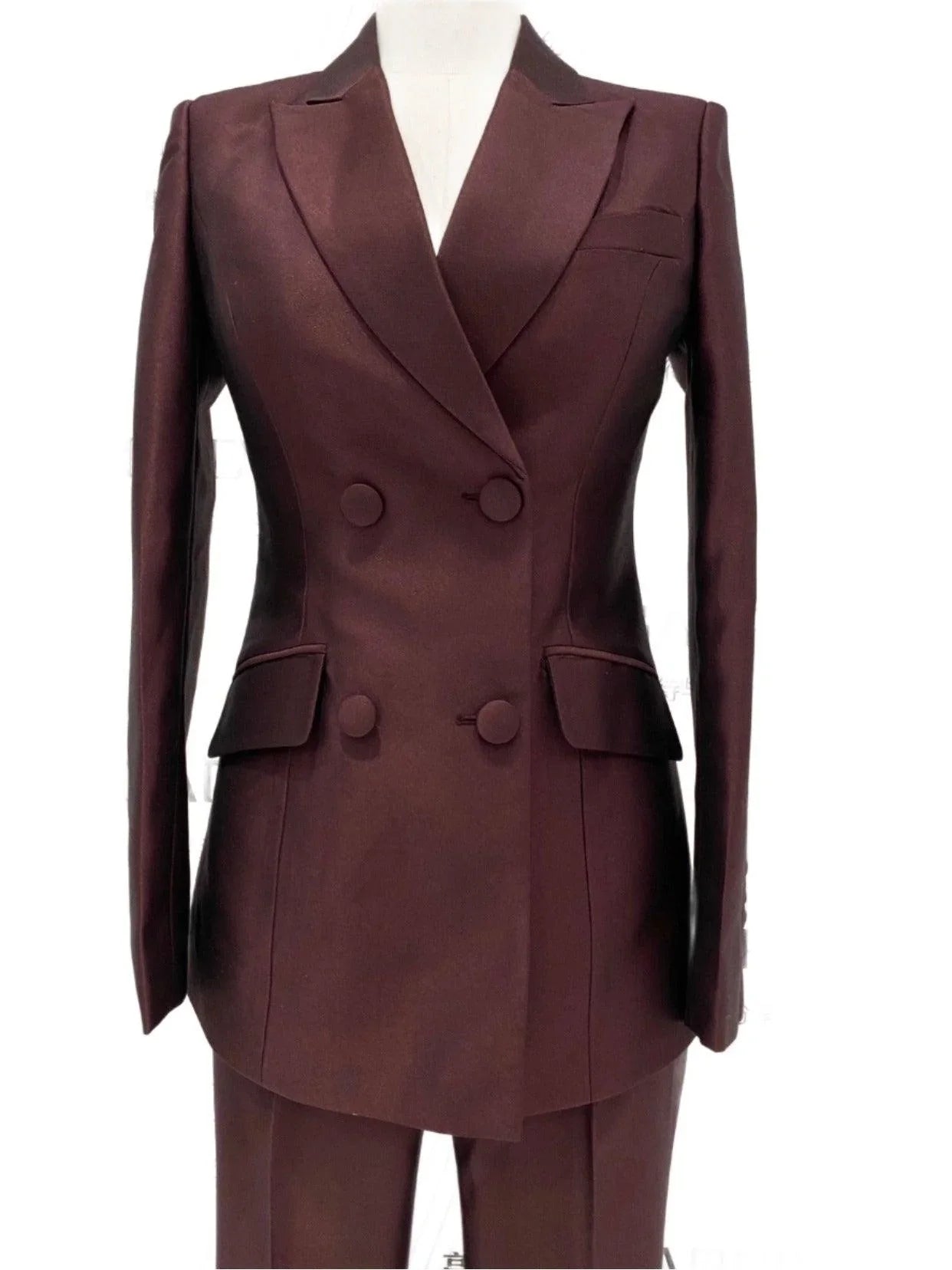Two-Piece Women Suit - Double-Breasted Flared Pant Suit -Guocali