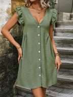 V-Neck Backless A-Line Dress