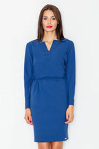 V Neck Long Sleeve Dress Casual Knee Length Fit-Day Dress-GUOCALI