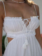 V-Neck Sleeveless Stitching Long Dress -Guocali