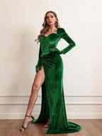 Velvet High Waist Evening Dress