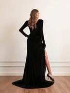 Velvet High Waist Evening Dress