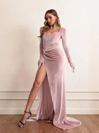 Velvet High Waist Evening Dress
