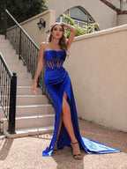 Velvet Tube Top Hollow Party Dress