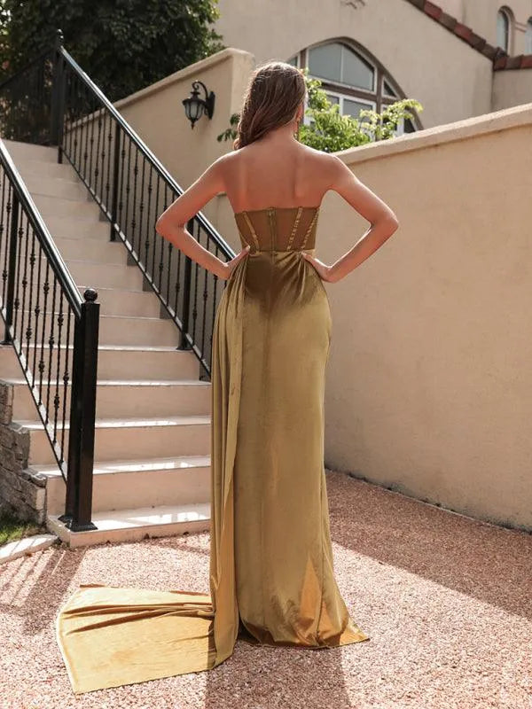 Velvet Tube Top Hollow Party Dress