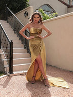 Velvet Tube Top Hollow Party Dress