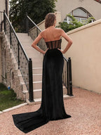 Velvet Tube Top Hollow Party Dress