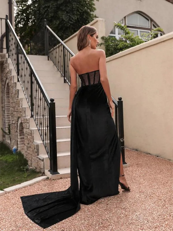 Velvet Tube Top Hollow Party Dress