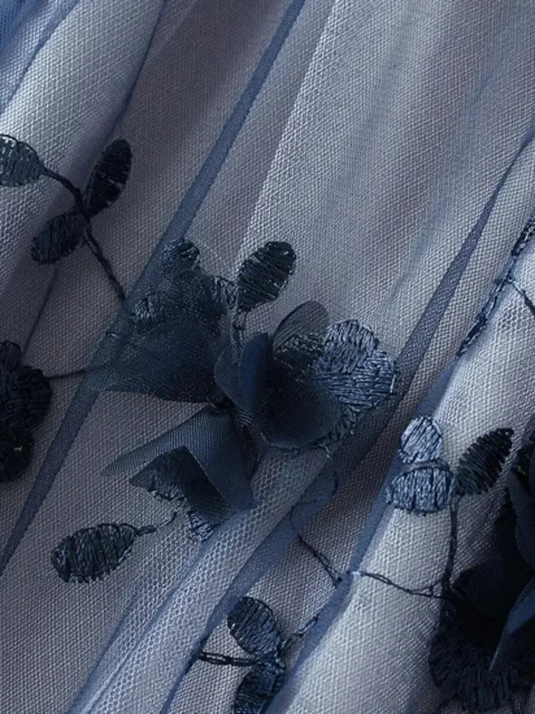 Vintage Contrast A-Line Long Skirt -Guocali